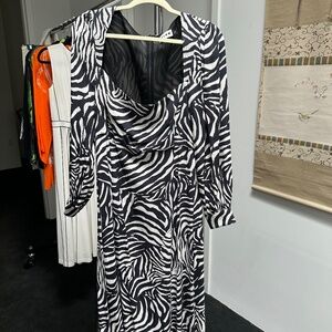Long Black and White Stripped Dress